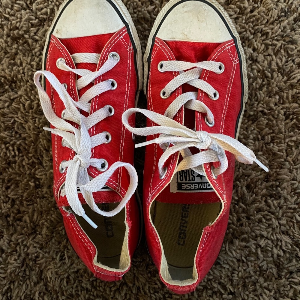 Kids Bright Red Converse low tops